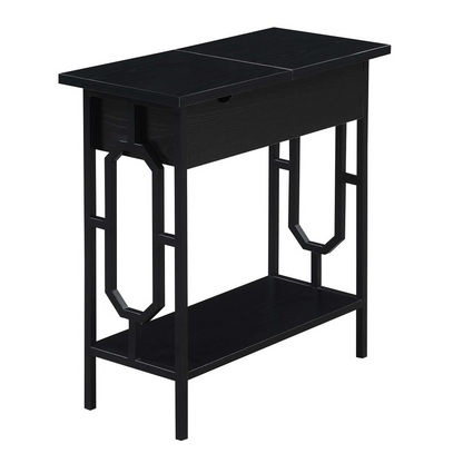 Omega Flip Top End Table by Start2Finish with built-in charging station, featuring a flip-top surface and modern wood finish.