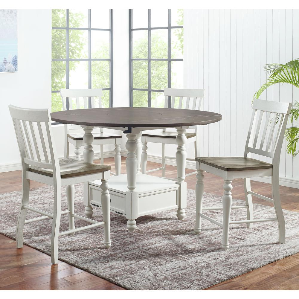 Start2Finish Joanna 5-piece counter height dining set with four chairs and a table, featuring a modern wooden design.