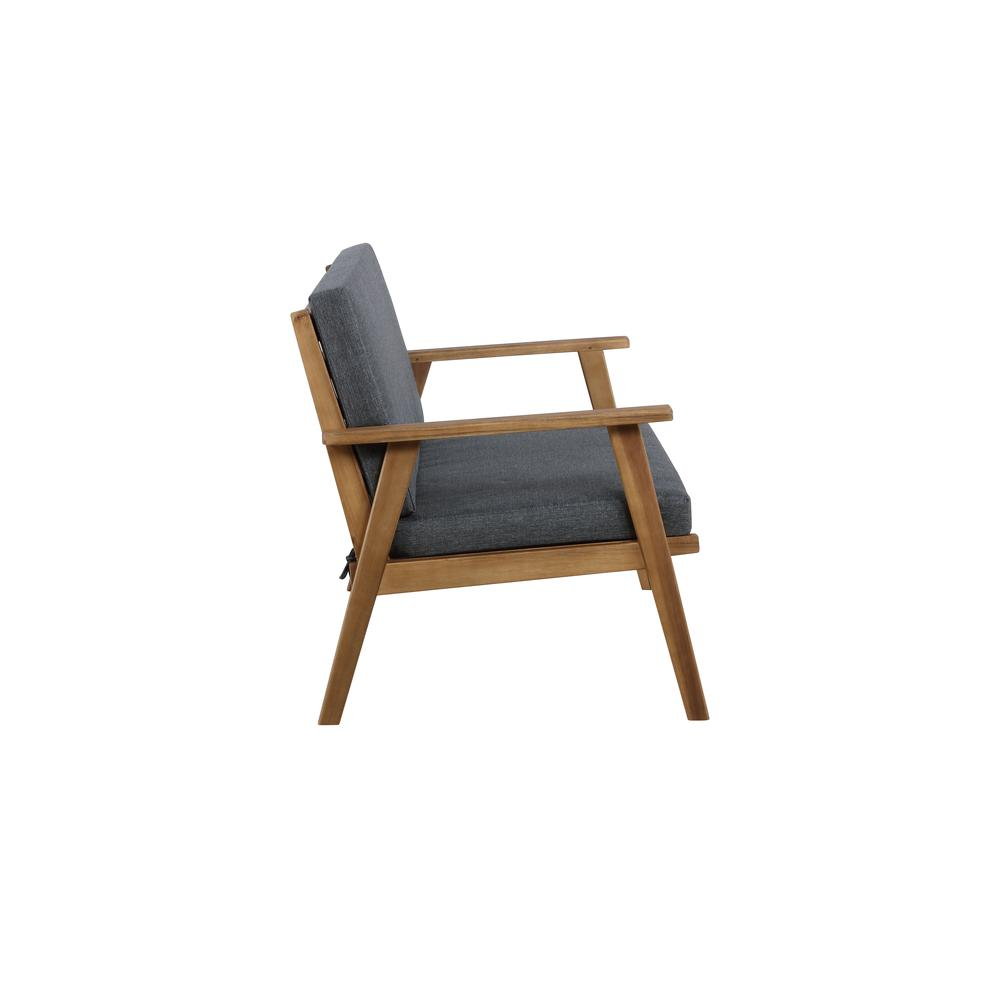 Start2Finish Cole outdoor 4-piece chat set with grey cushions, featuring cushioned seats and a stylish outdoor patio design.