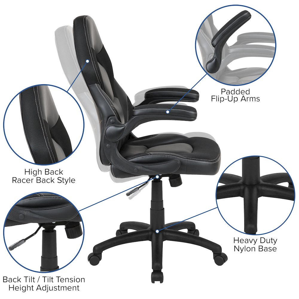 Start2Finish black gaming desk and racing chair set, featuring a sleek black design with smooth surfaces and ergonomic features.