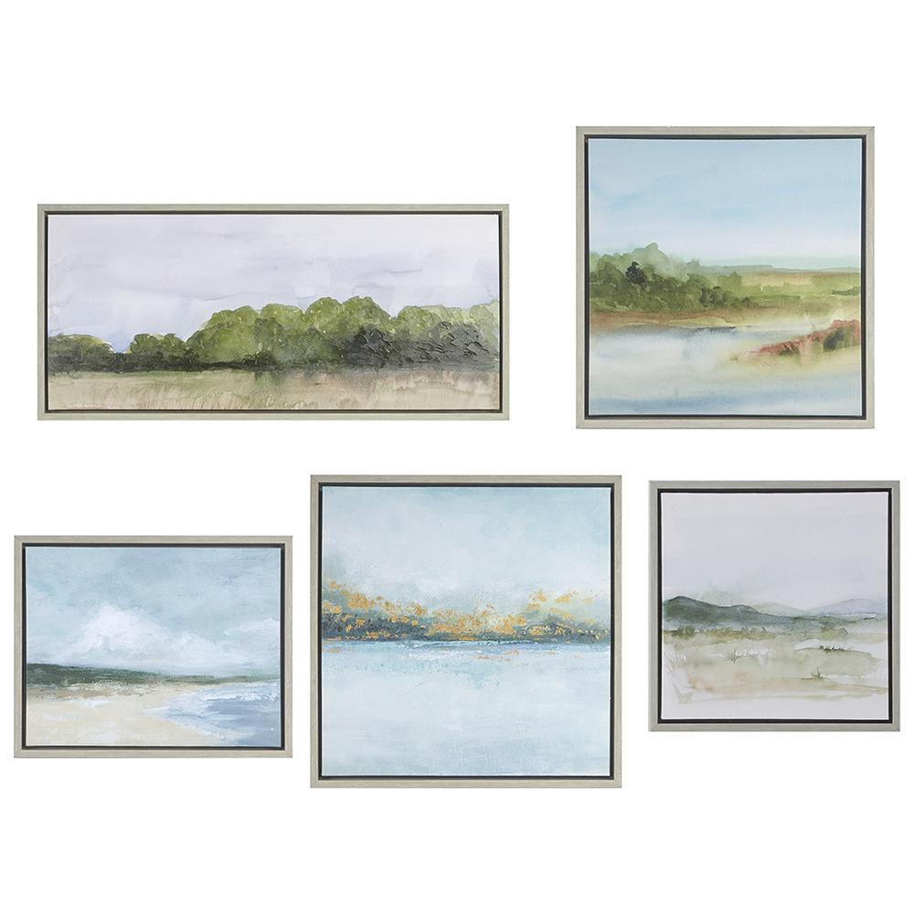 Start2Finish abstract landscape 5-piece gallery canvas wall art set featuring vibrant, modern landscape designs for home decor.