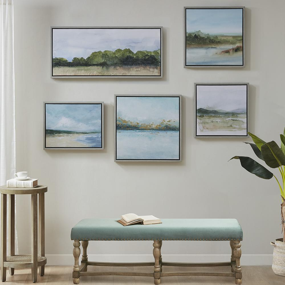 Start2Finish abstract landscape 5-piece gallery canvas wall art set featuring colorful, modern landscape designs on stretched canvases.