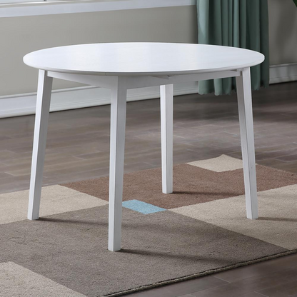 Start2Finish Naples drop leaf dining table with extendable leaves and wooden finish, shown in a well-lit dining room setting.