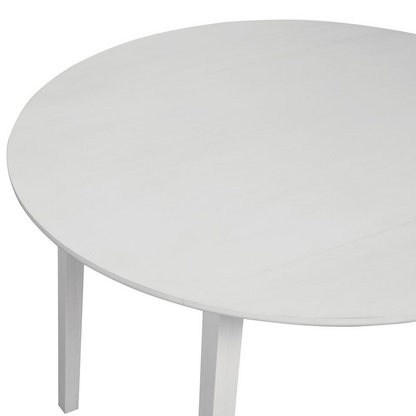 Start2Finish Naples drop leaf dining table with open and extended view showing wood finish and sturdy legs.