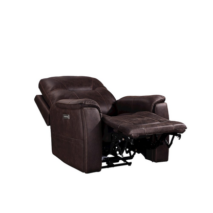 Start2Finish Lexington Power Media Recliner with plush cushion, dark upholstery, and adjustable reclining mechanism.
