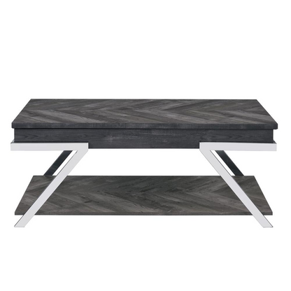 Start2Finish Roma Lift Top Cocktail Table with wood finish and open storage compartment, ideal for living room use.