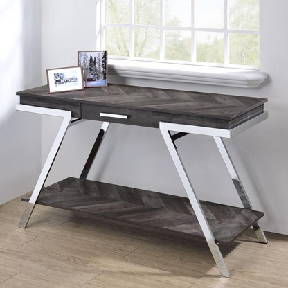 Start2Finish Roma sofa table with a sleek wooden surface and metal legs, ideal for living room decor and convenient surface space