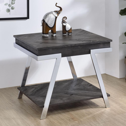 Start2Finish Roma End Table with wood finish, featuring a sleek round top and modern design for living room decor.