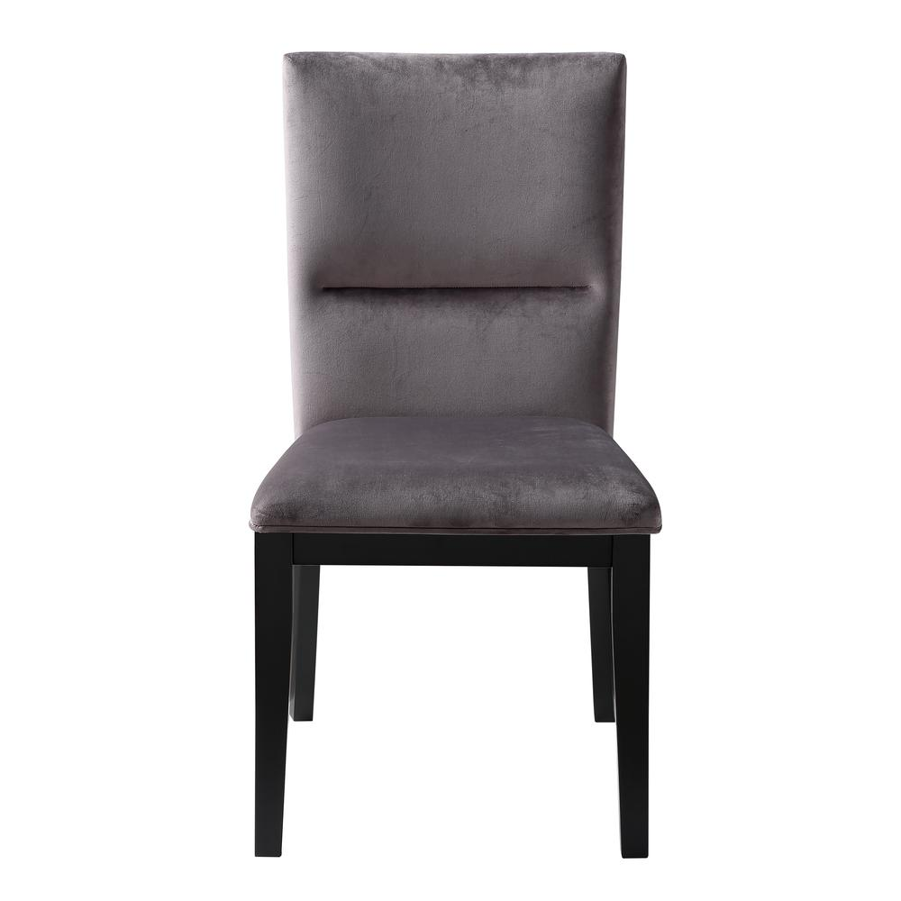 Grey Amalie Side Chair by Start2Finish with wooden legs and cushioned seat, modern design for dining or office use.