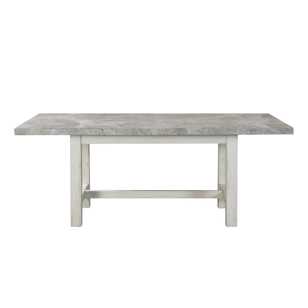 Canova Gray marble top dining table by Start2Finish, showcasing a sleek gray marble surface with sturdy wooden legs.