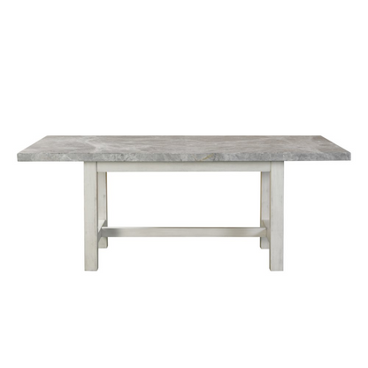 Canova Gray marble top dining table by Start2Finish, showcasing a sleek gray marble surface with sturdy wooden legs.