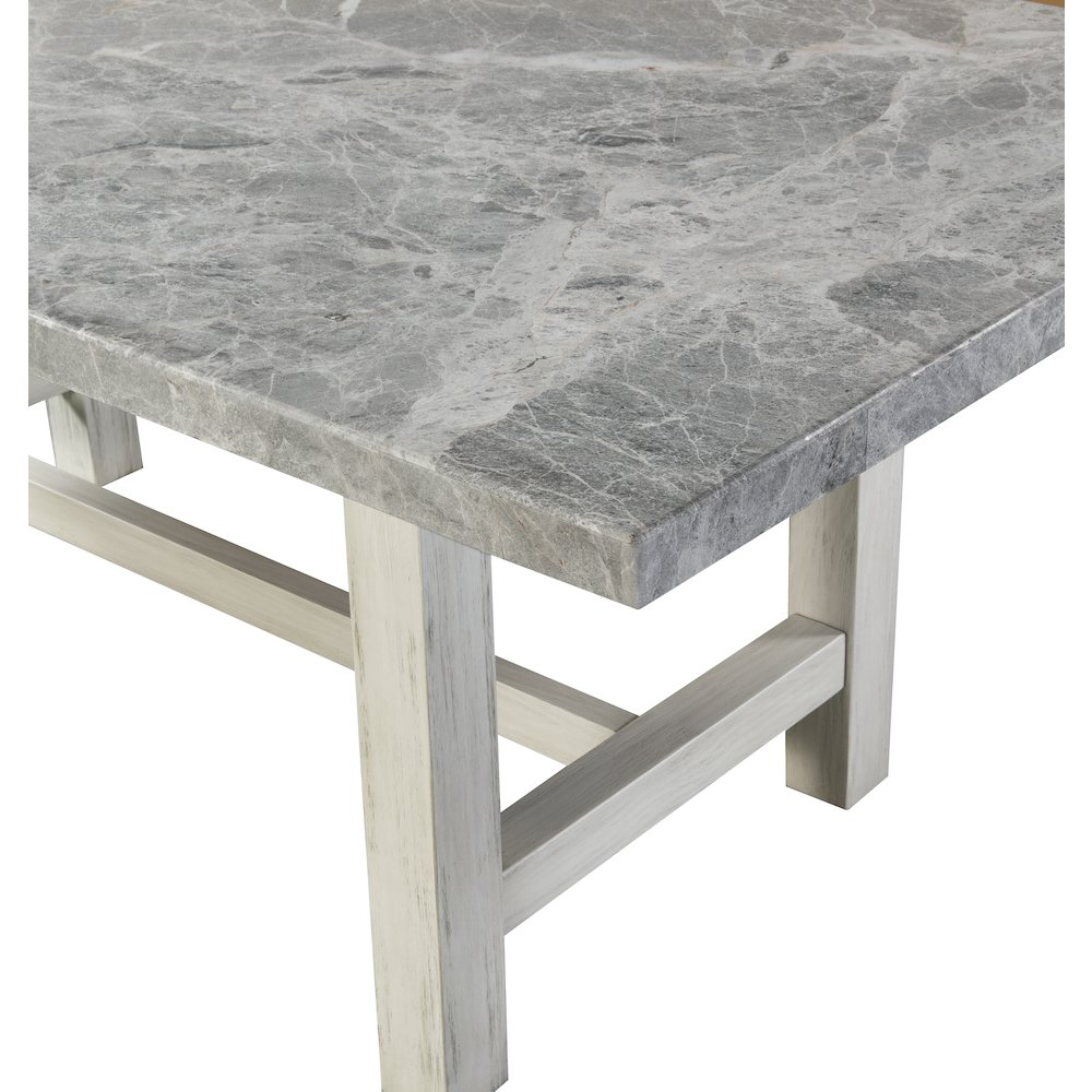 Start2Finish Canova gray marble top dining table with sleek design and sturdy wooden legs, perfect for modern dining spaces.