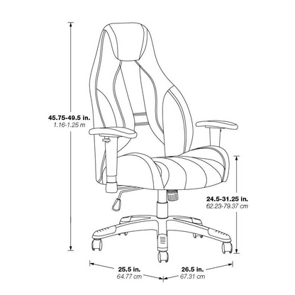 Start2Finish Commander gaming chair in black faux leather with grey accents, ergonomic design and adjustable armrests.