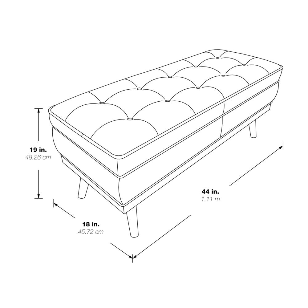 Start2Finish Katheryn storage bench in linen fabric with light espresso legs, showcasing a cushioned top and wooden legs.