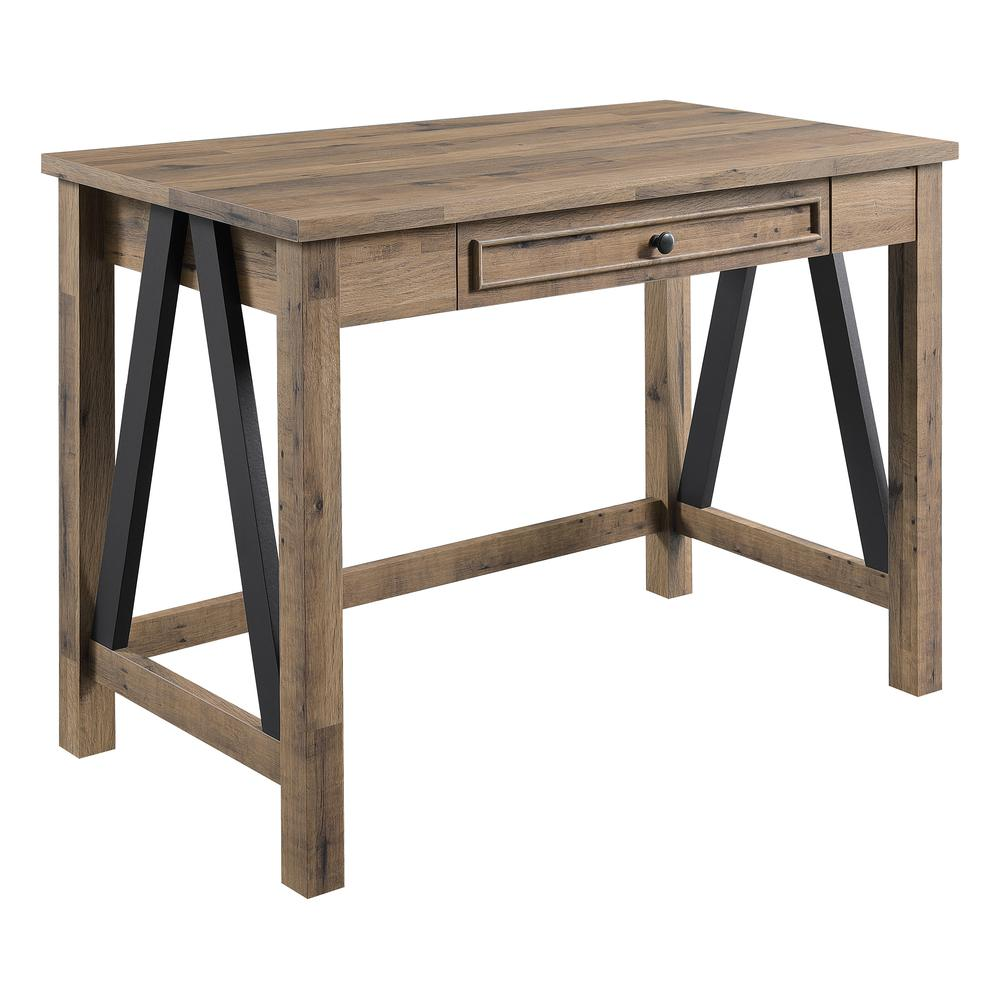 Start2Finish Quinton writing desk in salvage oak with a drawer, featuring a modern design and natural wood finish.