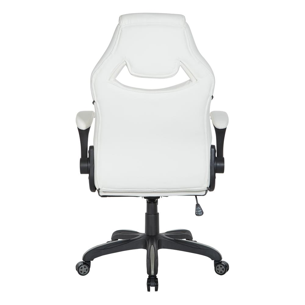 Xeno gaming chair in white faux leather with adjustable armrests and high-back design by Start2Finish