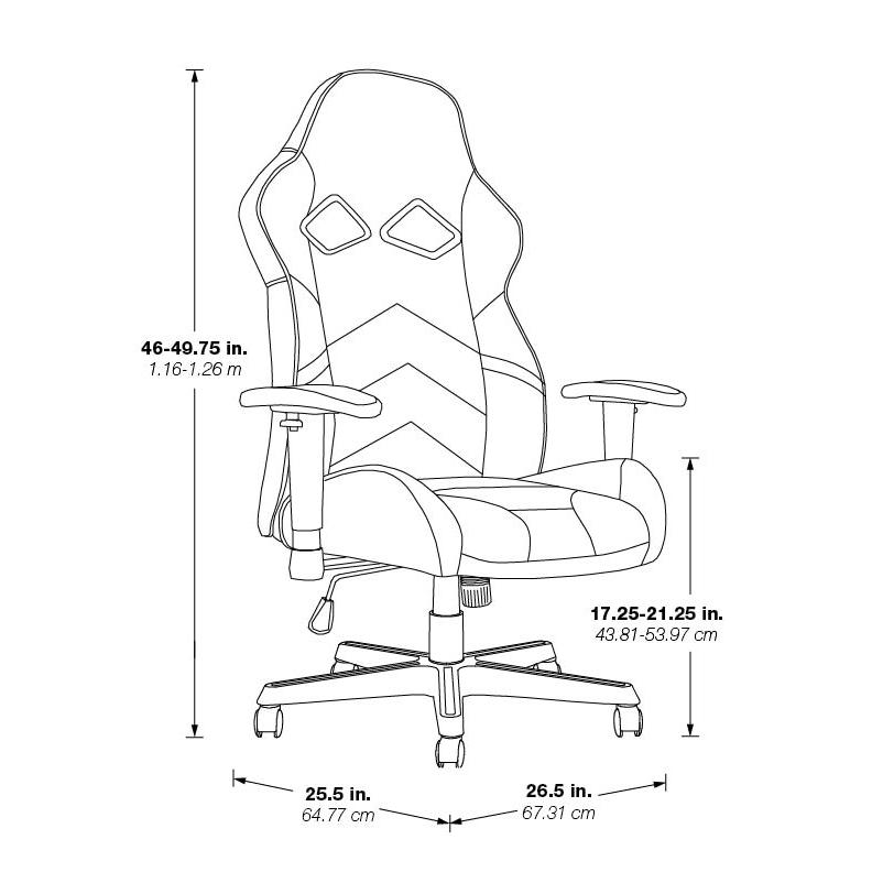 Vapor gaming chair by Start2Finish in black faux leather with red accents, ergonomic design, and adjustable armrests.