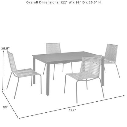 Start2Finish Fenton 5-piece wicker outdoor dining set with table and four chairs, ideal for patio or garden seating.