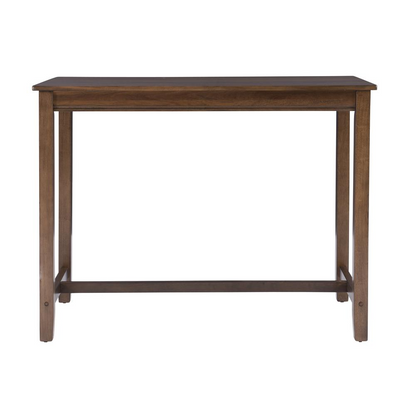 Rustic brown Claridge 36-inch counter height pub table by Start2Finish, showing the sturdy wooden top and metal legs.