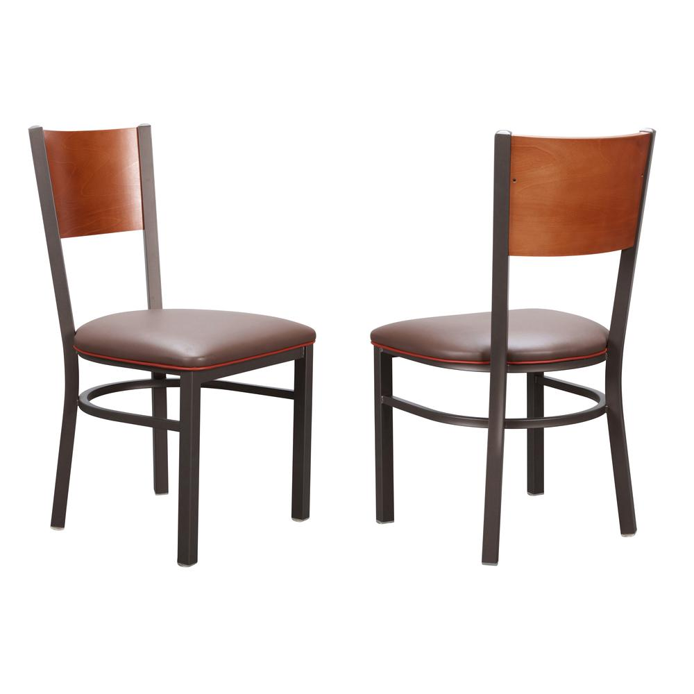 Pair of brown Elmer Side Chairs by Start2Finish, featuring wooden legs and cushioned seats for comfortable dining or seating.