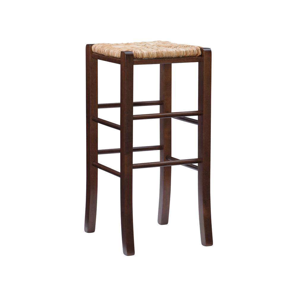 Set of two Gianna backless barstools by Start2Finish featuring walnut wood finish and modern minimalist design.