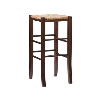 Set of two Gianna backless barstools by Start2Finish featuring walnut wood finish and modern minimalist design.