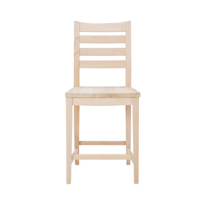 Unfinished Flynn Counter Stool set of 2 by Start2Finish, showing natural wood finish and modern design with sturdy legs.