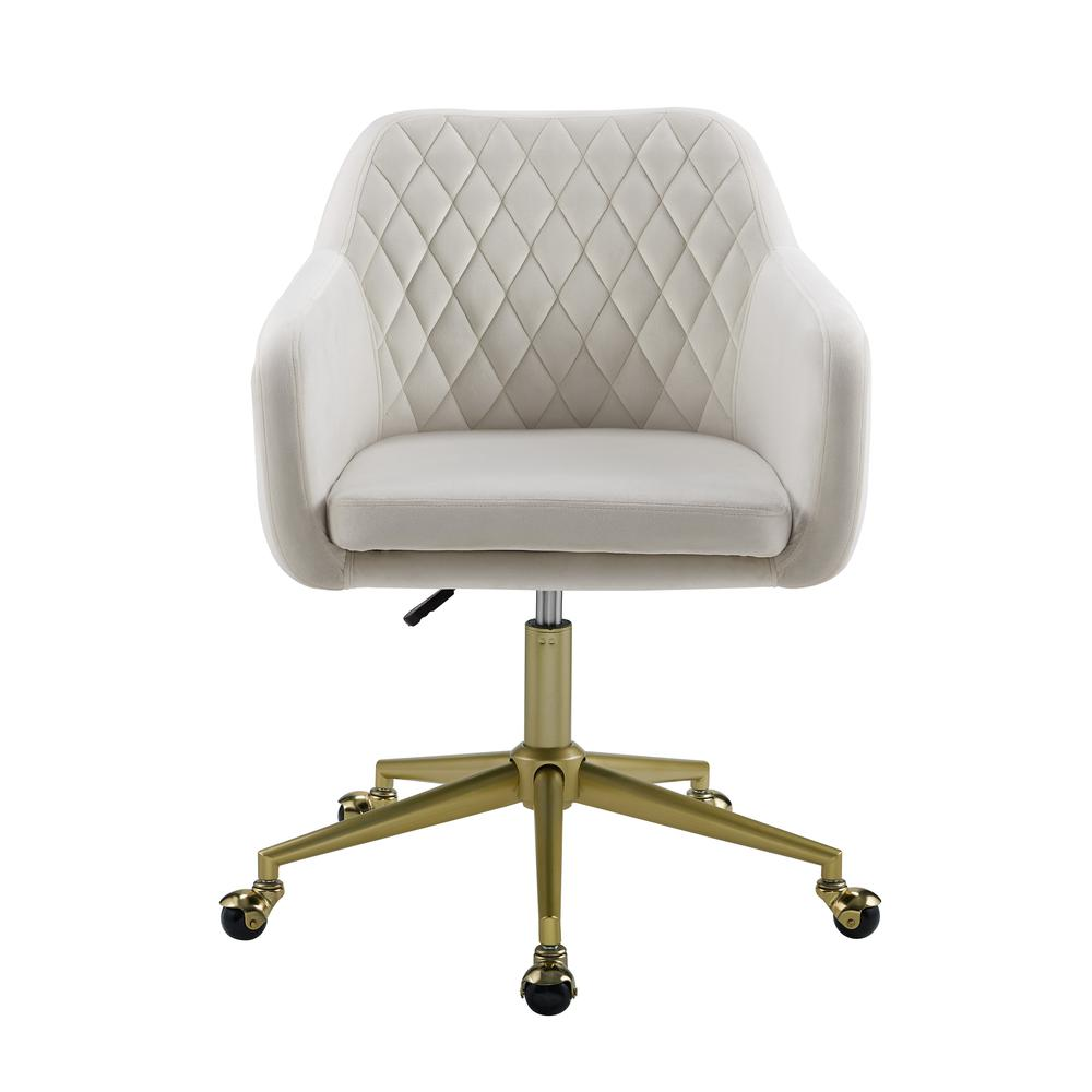 Start2Finish Imogen quilted office chair in off-white with padded backrest and armrests, ideal for modern workspace comfort.