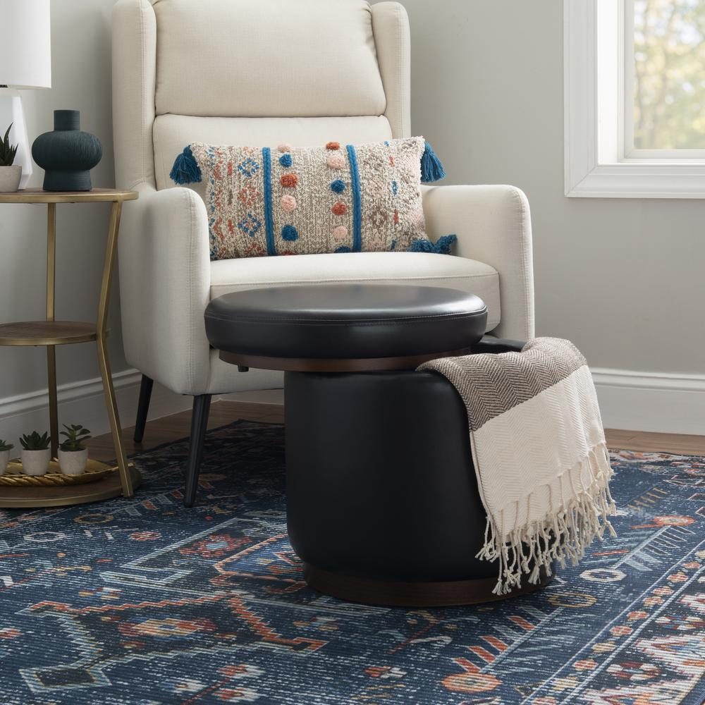 Black PU Blanche Storage Ottoman by Start2Finish with cushioned top and spacious interior for versatile storage.