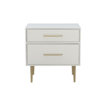 Start2Finish Gloria two drawer nightstand with a sleek wooden finish and modern design, featuring two spacious drawers for storage.