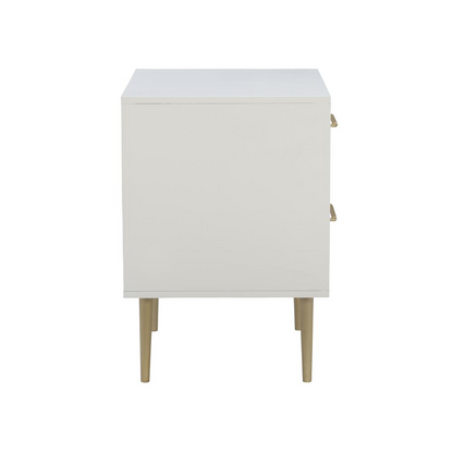 Start2Finish Gloria two-drawer nightstand with wooden finish and sleek modern design, featuring two spacious drawers.