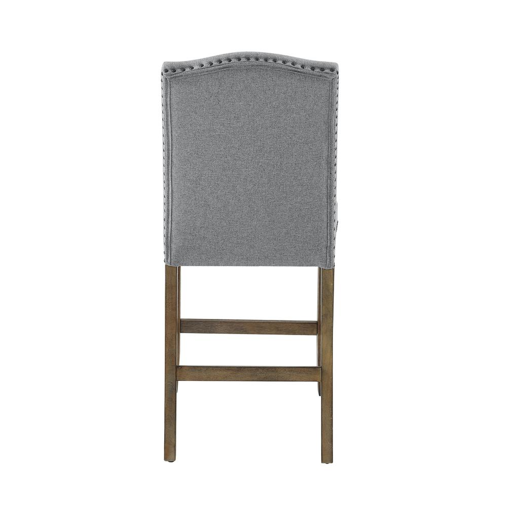 Start2Finish Grayson counter chair with nailhead trim, featuring a cushioned seat and wooden legs for stylish seating.