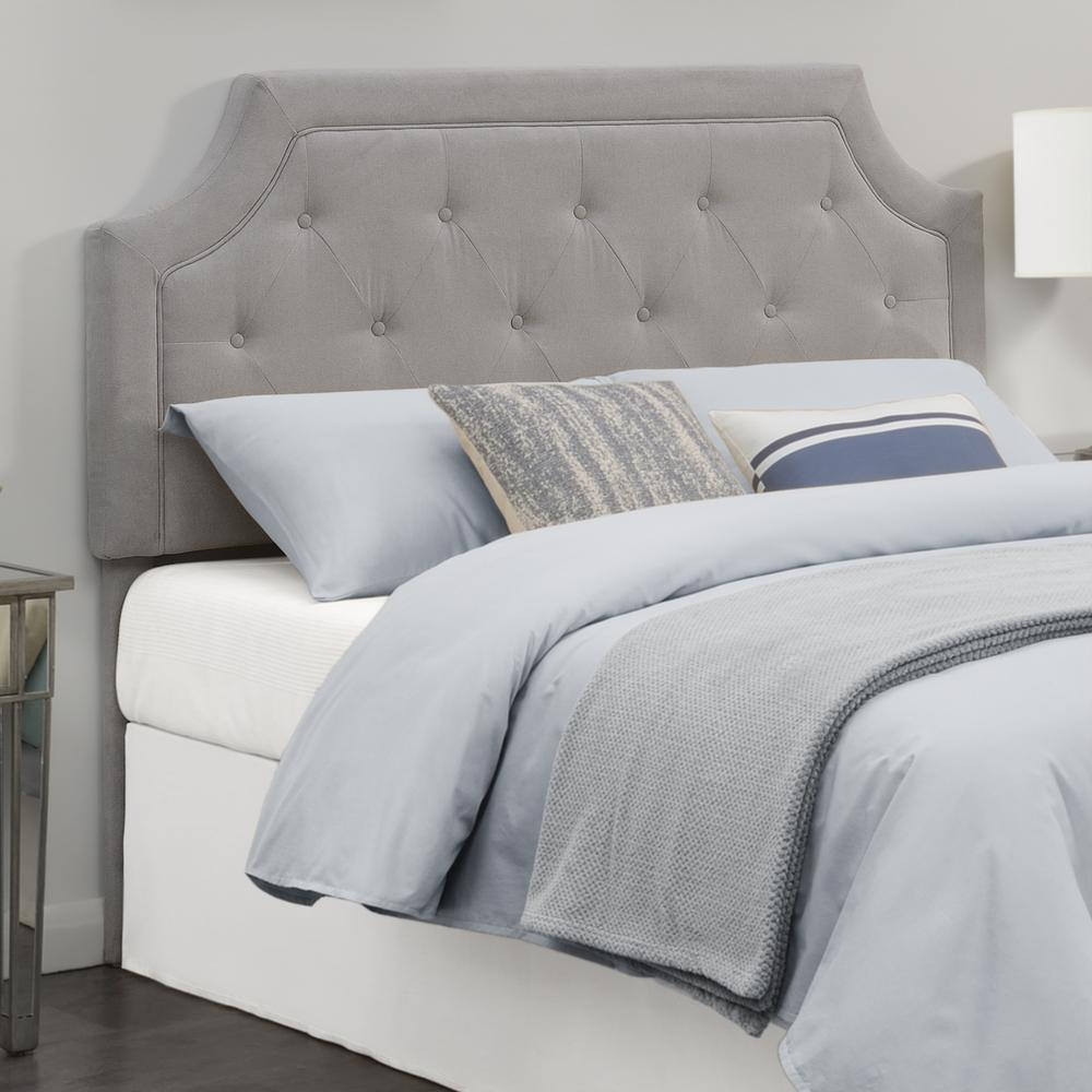 Grey Alta Full/Queen Headboard by Start2Finish, showcasing a modern fabric headboard with clean lines and padded design.