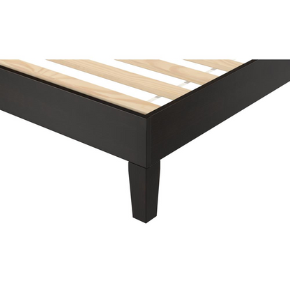 Start2Finish Nix King Platform Bed in black, showcasing a modern, sturdy black bed frame with a sleek headboard design.