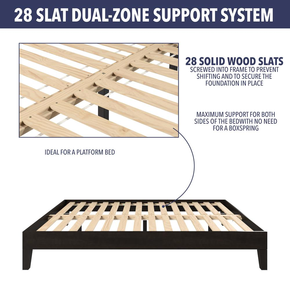 Start2Finish Nix solid wood queen platform bed in black with a sleek, modern design and sturdy frame.