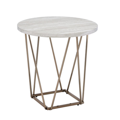 Start2Finish Rowyn faux marble top end table with sleek design and modern finish, showcasing a compact table with a marble-patterned surface.