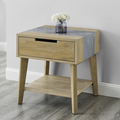 Start2Finish Calgary Sintered Stone Inlay Side Table with sleek design and modern finish, showcasing a stylish living room accent piece.