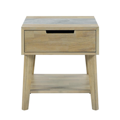 Calgary Sintered Stone Inlay Side Table by Start2Finish featuring a modern design with a smooth stone surface and sturdy frame.