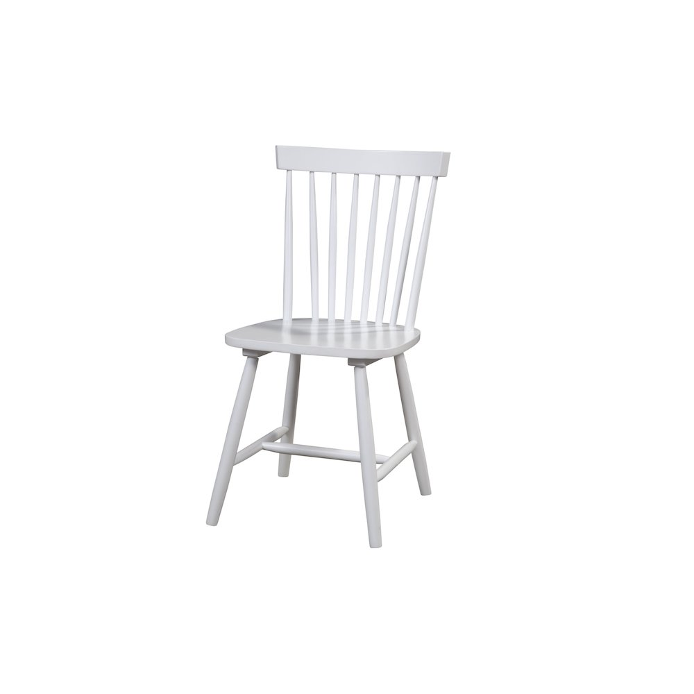 Set of 2 white Lyra side chairs by Start2Finish, featuring sleek modern design with cushioned seats and wooden legs.