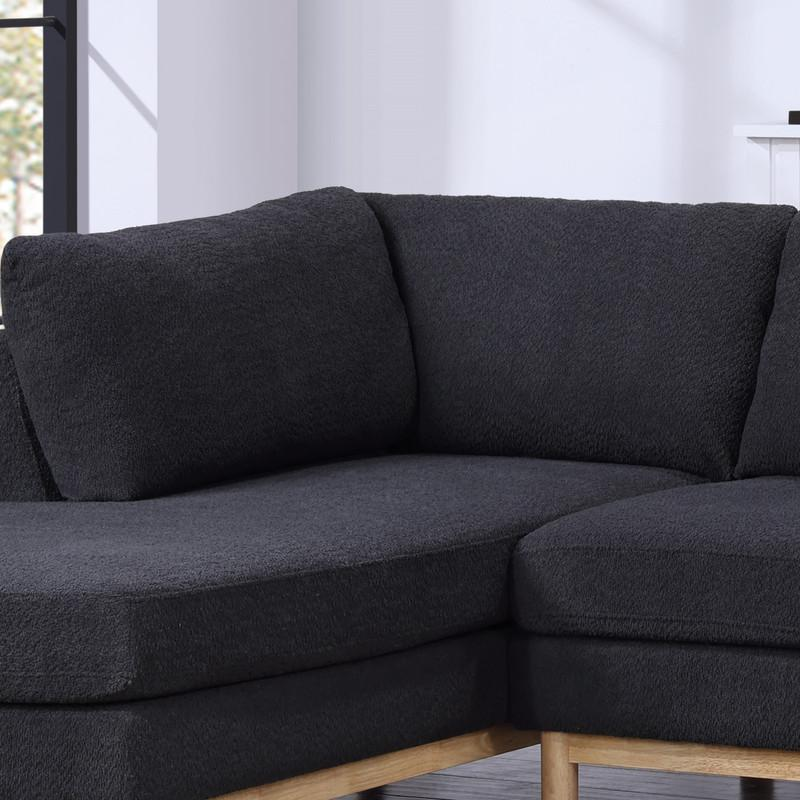 Black Sherpa double chaise U-shape sectional sofa by Start2Finish with plush cushions and wide seating area.