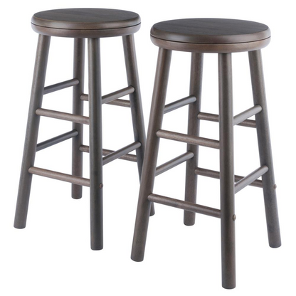 Shelby 2-piece swivel seat counter stool set in oyster gray with modern design and cushioned seats for kitchen or bar area.