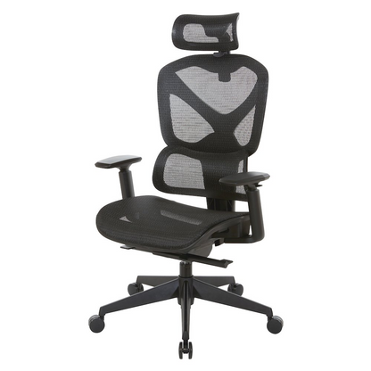 Start2Finish mesh back manager’s chair with headrest, ergonomic office chair with adjustable features and breathable mesh support.