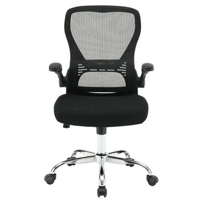 Start2Finish mesh back manager’s chair with adjustable armrests and ergonomic design, featuring a black mesh back and cushioned seat.