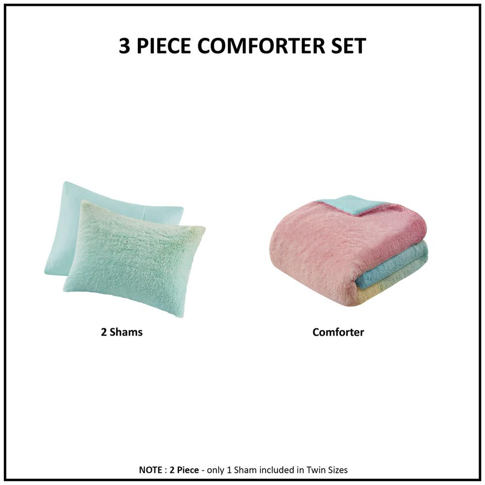 Start2Finish ombre shaggy faux fur comforter set showing a soft, plush bedspread with gradient color shading and cozy texture.