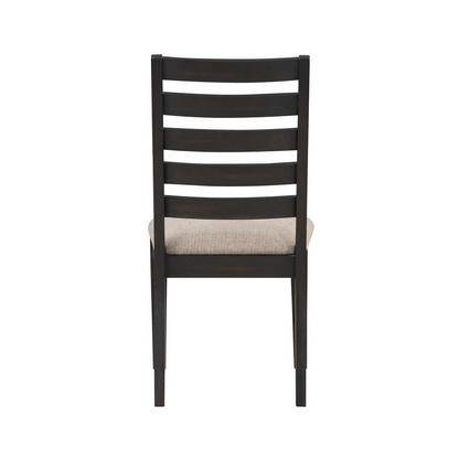Set of two Harington side chairs by Start2Finish, with wooden legs and upholstered seats, shown in a modern dining room setting.