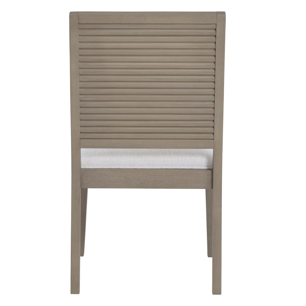 Start2Finish Lily Side Chair with wooden legs and upholstered seat, showcasing a modern design and neutral fabric upholstery.