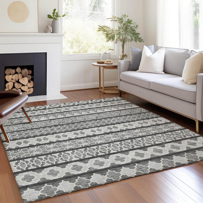 Gray Chantille ACN726 8x10 rug by Start2Finish showing soft textured fabric and intricate woven pattern on a neutral background.