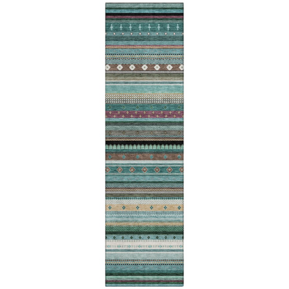 Start2Finish teal indoor/outdoor Chantille ACN2218 runner rug, machine washable, 2&