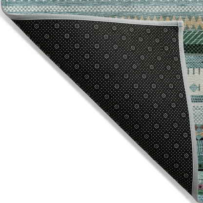 Start2Finish machine washable teal indoor/outdoor Chantille runner rug, 2&