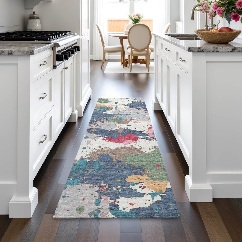 Machine washable ivory indoor/outdoor Chantille runner rug by Start2Finish, 2&